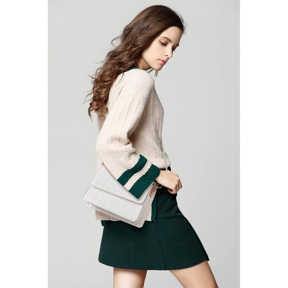 Crossbody Bags for Women Vegan Leather Purses 1-crocodile White - Picture 3 of 6